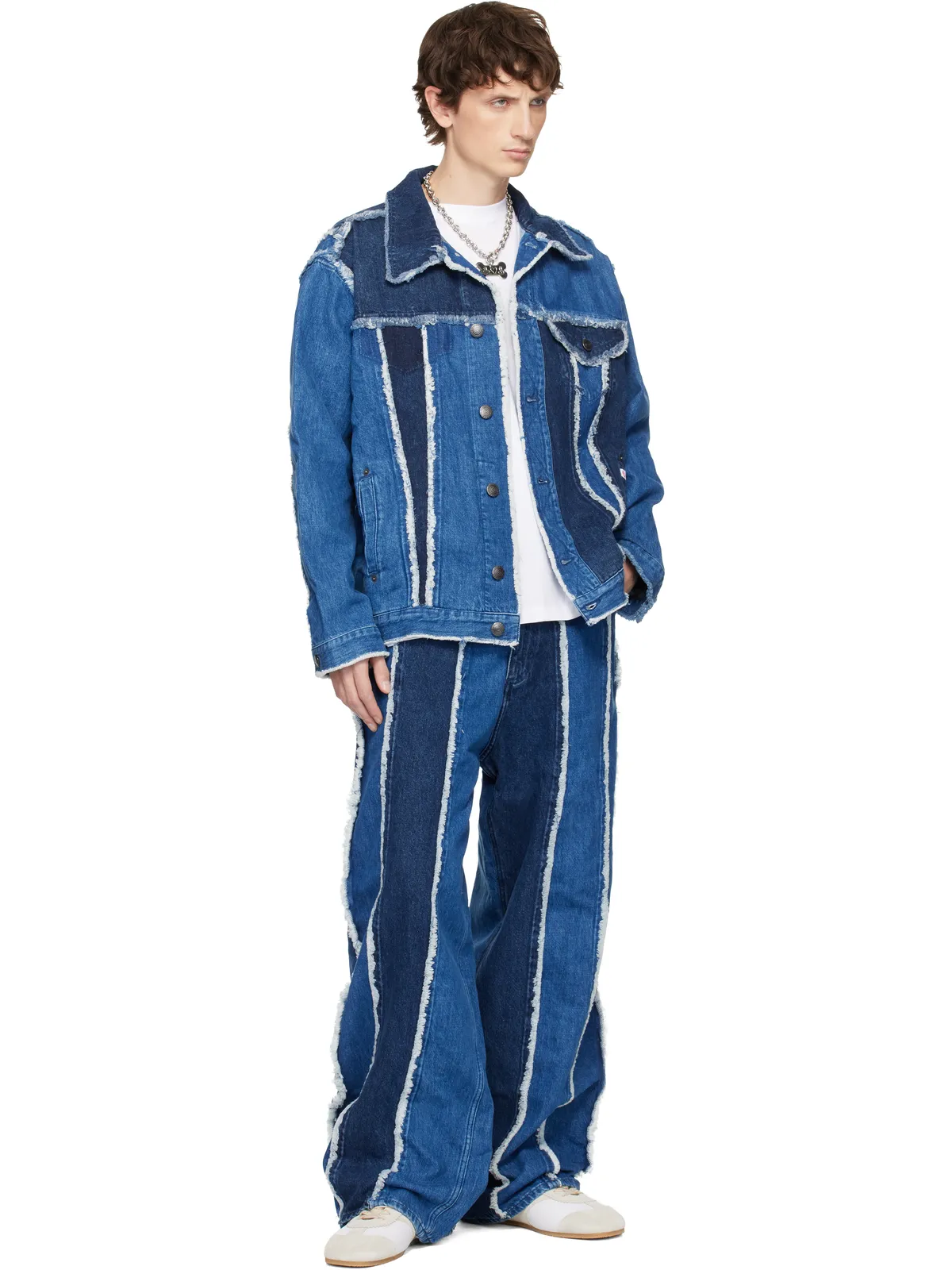 Charles Jeffrey LOVERBOY Clash of Clansエディション フレイド ライン デニムジャケット - 画像4