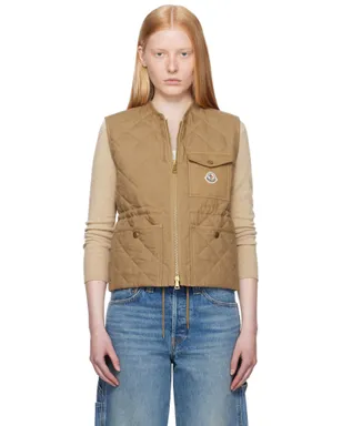 Moncler Vigny Diamond-Quilted パデッド リネン ベスト - サムネイル1