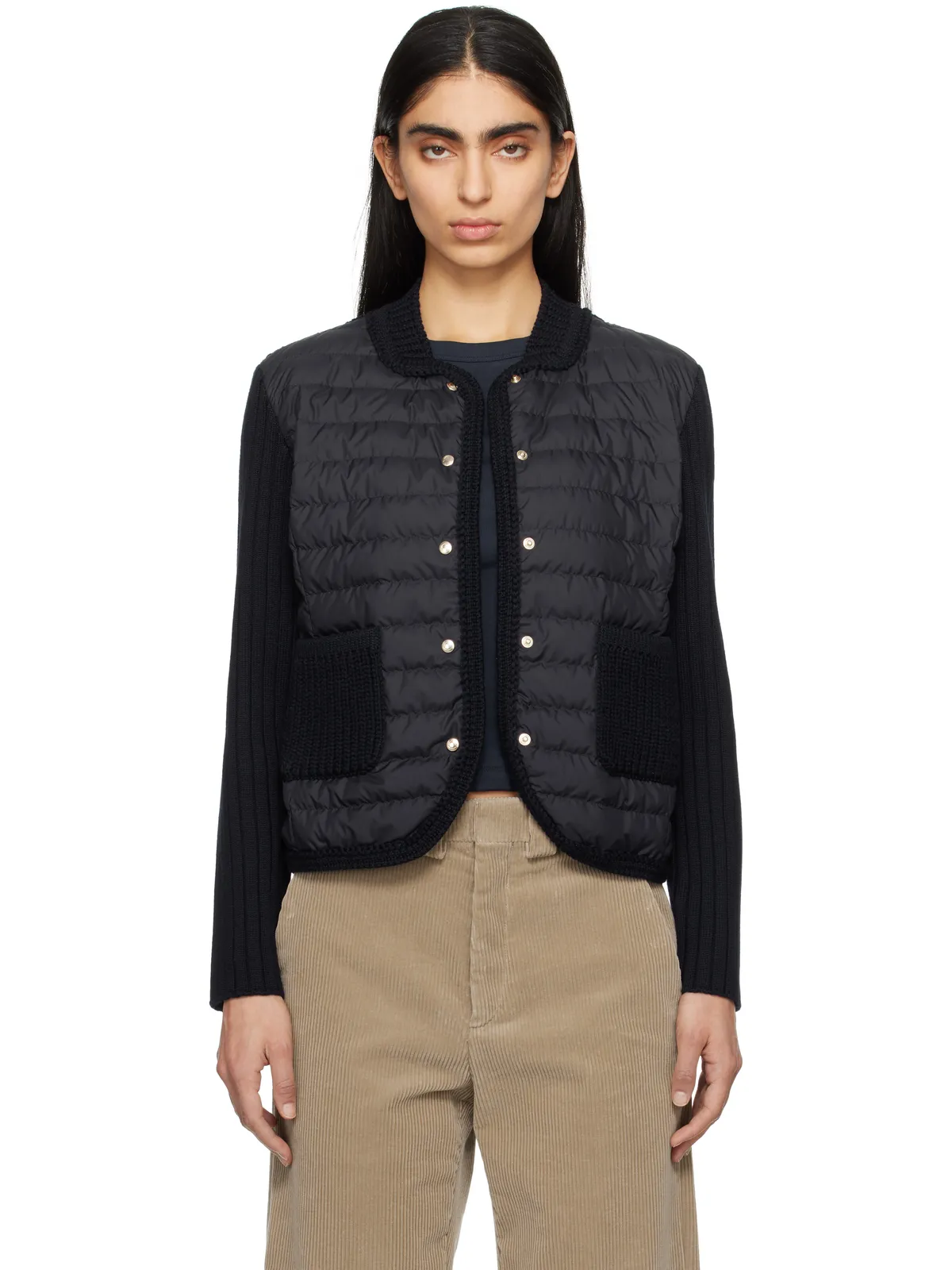 Moncler ウール ダウン パデッド カーディガン - 画像1