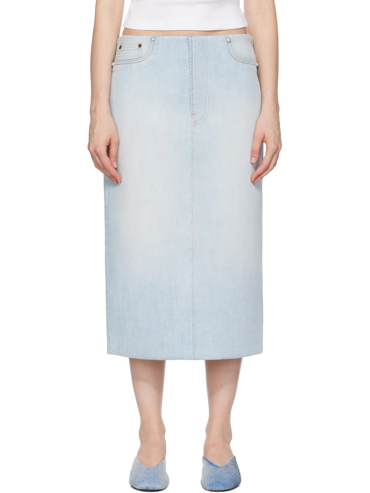 Acne Studios パネル デニム ミディアムスカート - 画像1