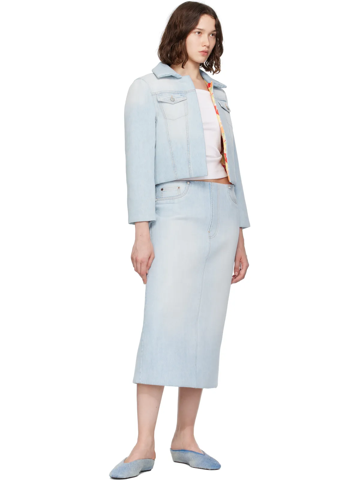 Acne Studios パネル デニム ミディアムスカート - 画像4
