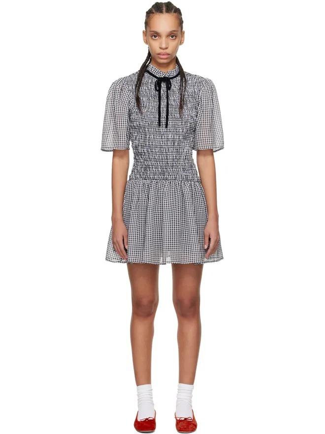 Ganni Ganni Mini Smock シアー チェック ミニワンピースの商品画像