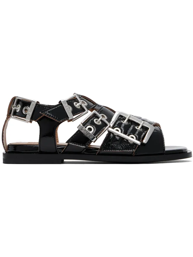 Ganni Ganni Feminine Buckle ストラップ ナプラック フラットサンダルの商品画像