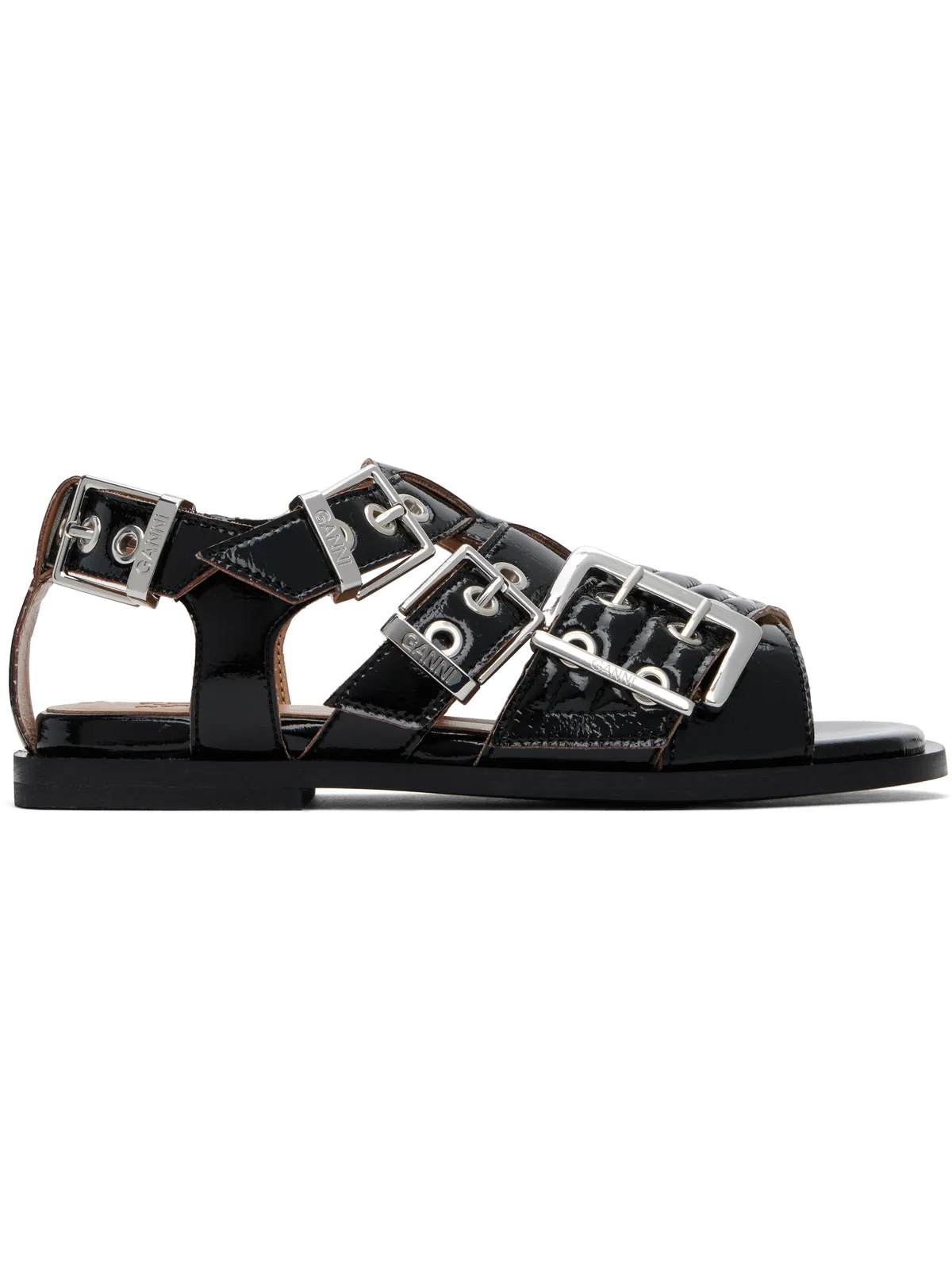 Ganni Feminine Buckle ストラップ ナプラック フラットサンダル - 画像1