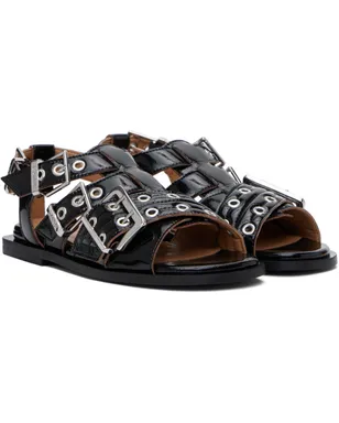 Ganni Feminine Buckle ストラップ ナプラック フラットサンダル - サムネイル4