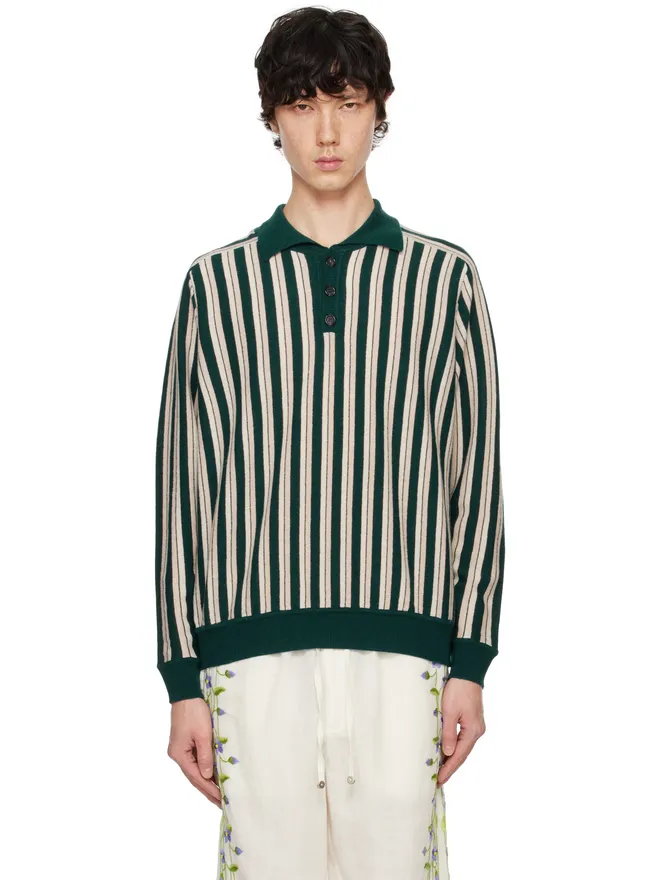 Bode Bode Hogan ストライプ ニットポロシャツの商品画像