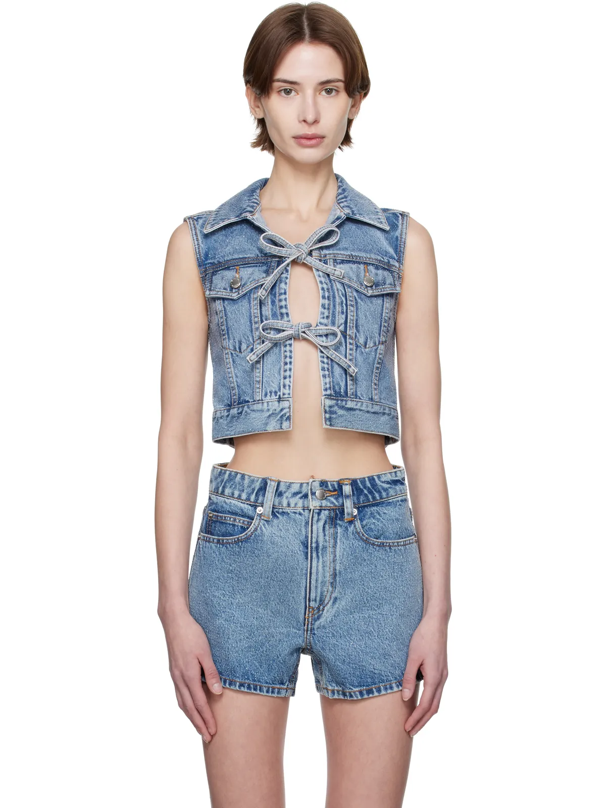 Alexander Wang Clear Bead Hotfix デニムベスト - 画像1