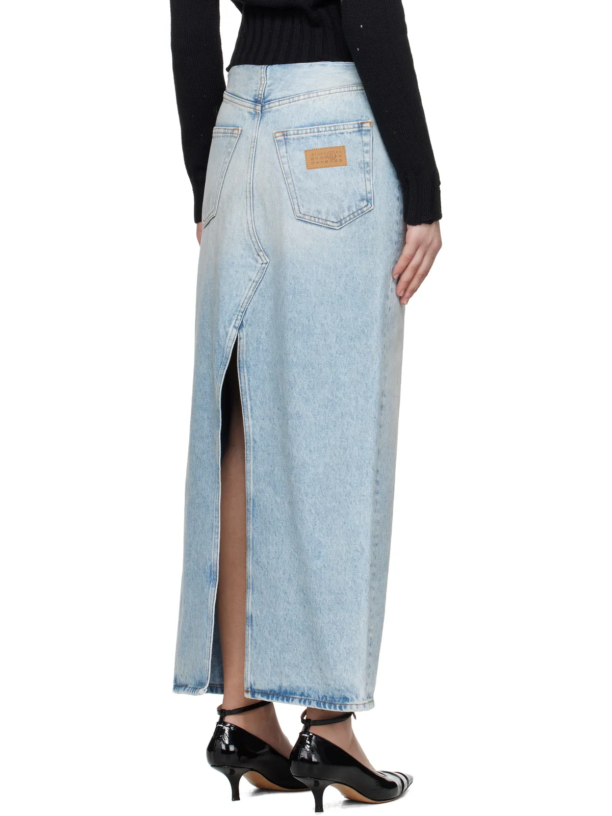 MM6 Maison Margiela パネル デニム マキシスカート - 画像3