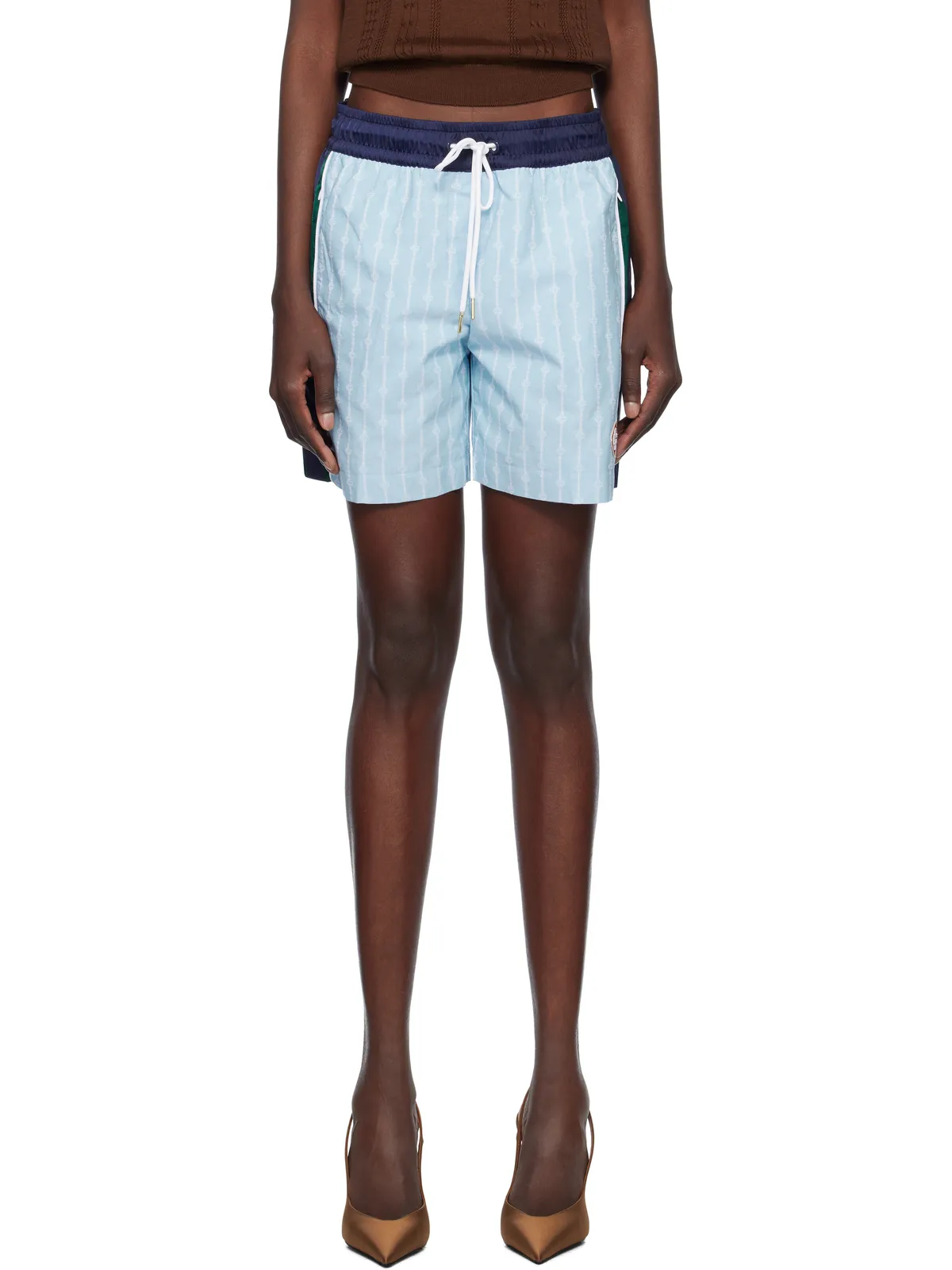 Casablanca Pinstripe Laurel トラック ショートパンツ - 画像1