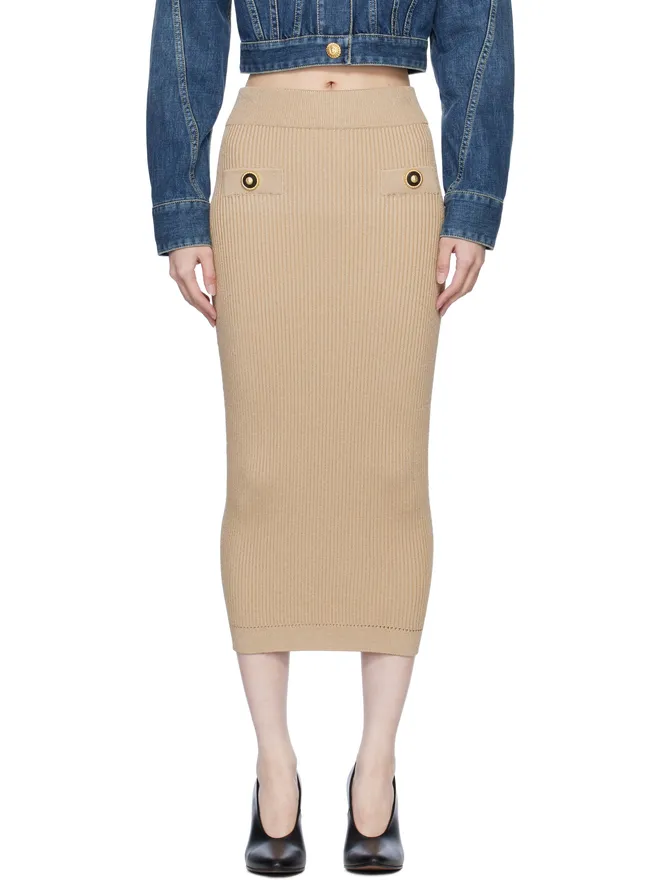 BALMAIN BALMAIN Plain リブニット ミディアムスカートの商品画像