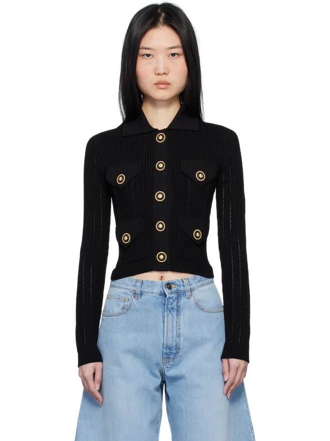 BALMAIN BALMAIN クロップド リブニット カーディガンの商品画像