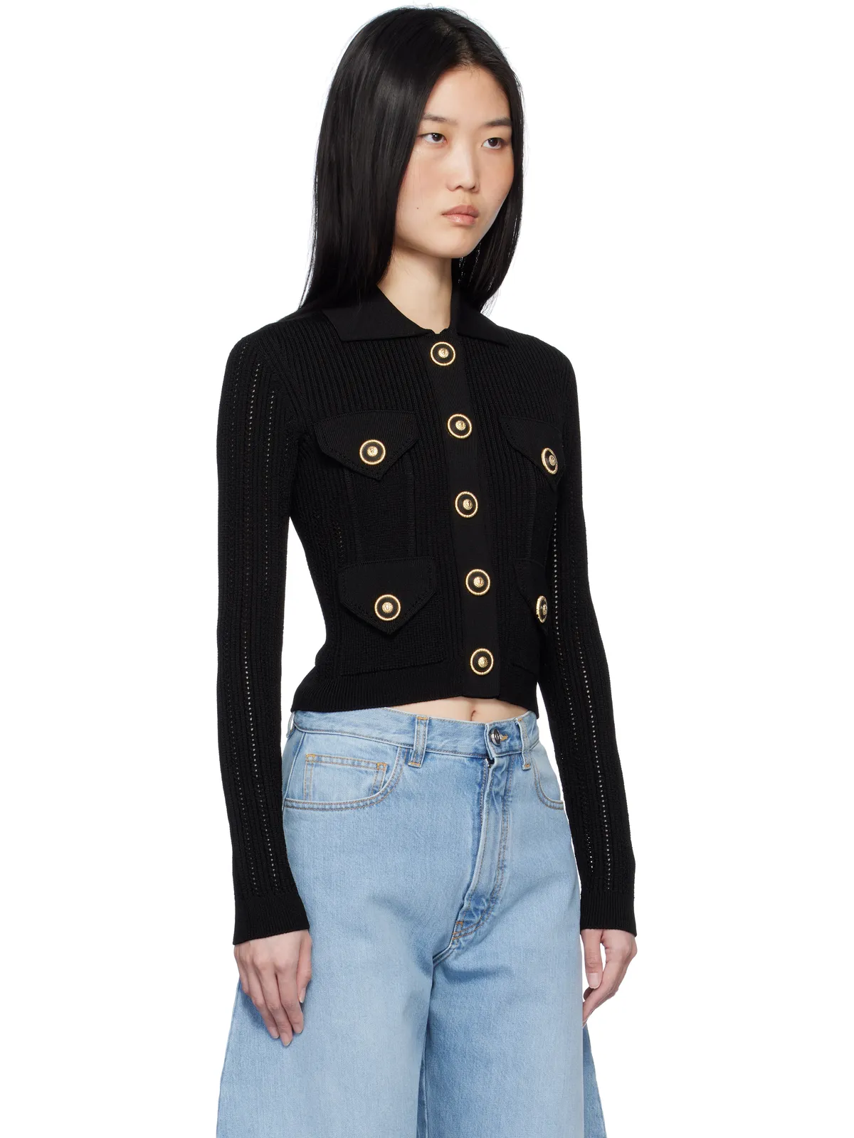 BALMAIN クロップド リブニット カーディガン - 画像2