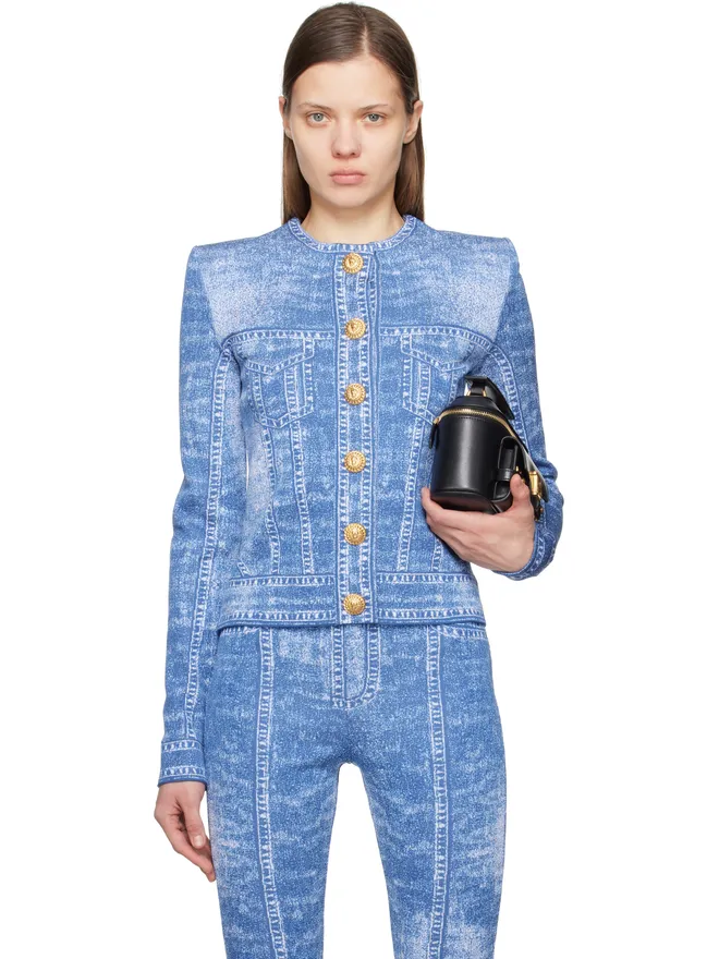 BALMAIN BALMAIN デニムエフェクト ジャカードニット カーディガンの商品画像