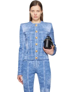 BALMAIN デニムエフェクト ジャカードニット カーディガン - サムネイル1