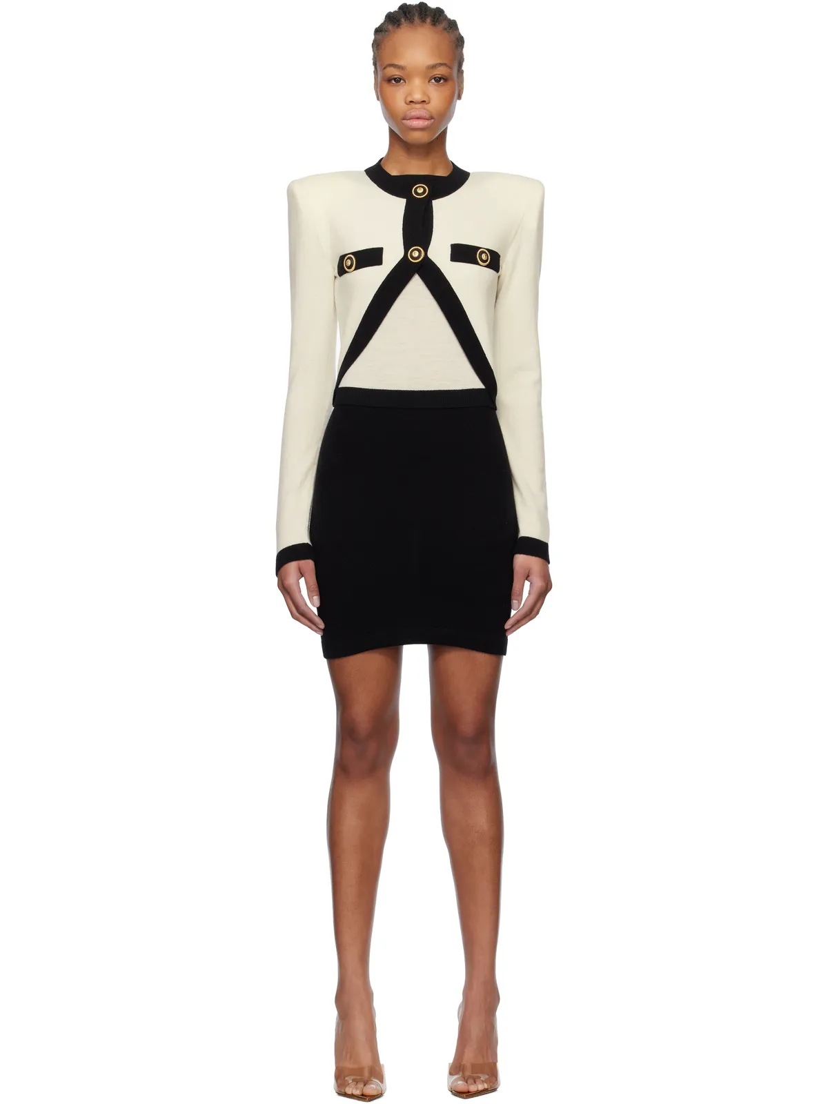 BALMAIN トロンプルイユ ニット ミニワンピース - 画像1