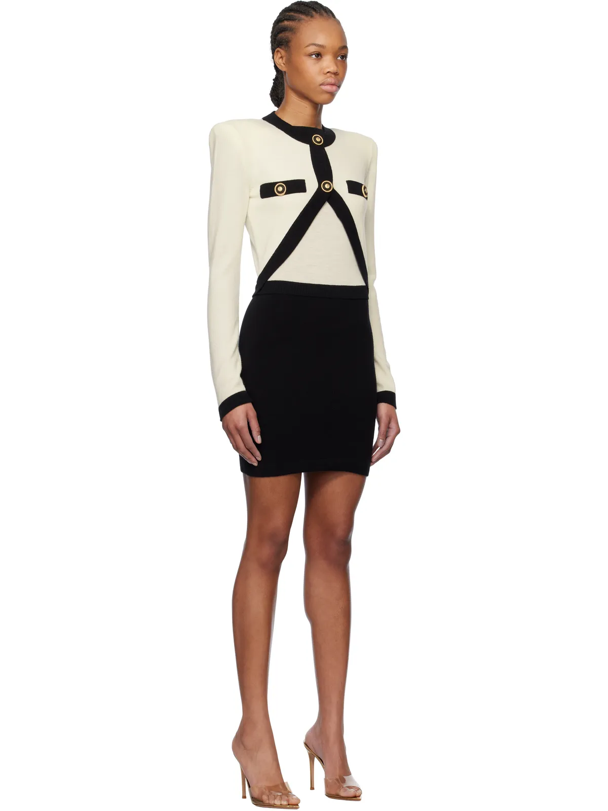 BALMAIN トロンプルイユ ニット ミニワンピース - 画像2