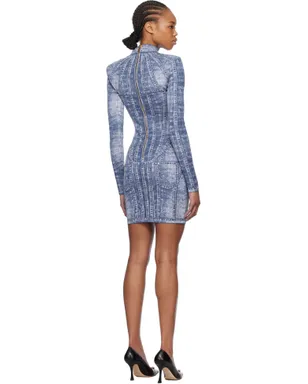 BALMAIN ジャカード デニム エフェクト ミニワンピース - サムネイル3