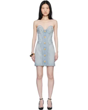 BALMAIN ボタン デニム ミニワンピース - サムネイル1