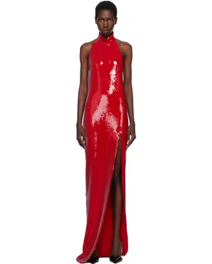 BALMAIN ロング スパンコール ホルターネック マキシドレス - サムネイル1