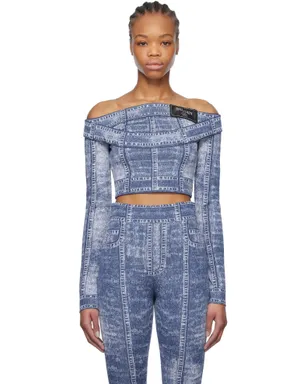 BALMAIN ダブルカラー デニム トロンプルイユ トップス - サムネイル1