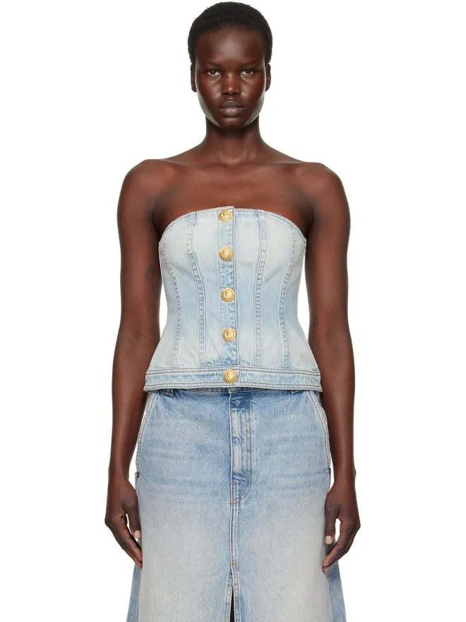 BALMAIN BALMAIN ボタン デニム コルセット トップスの商品画像