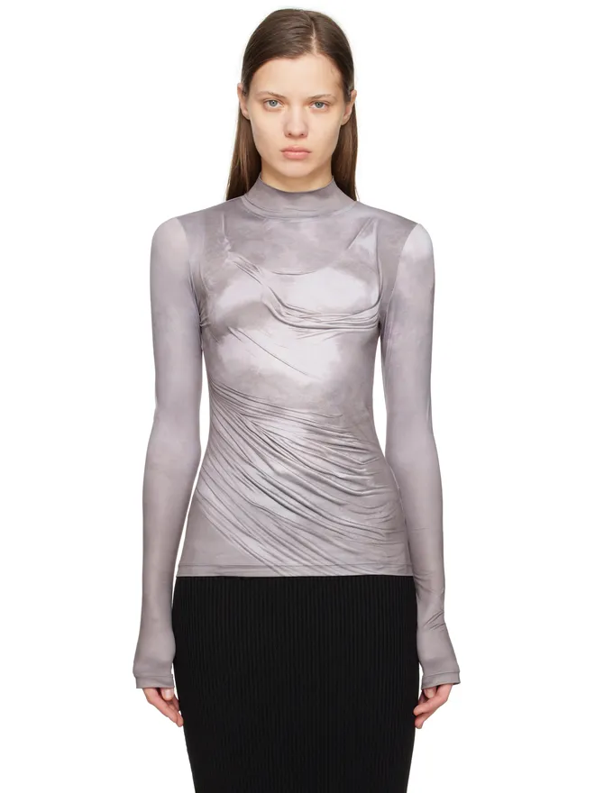 BALMAIN BALMAIN ドレープ プリント トロンプルイユ トップスの商品画像