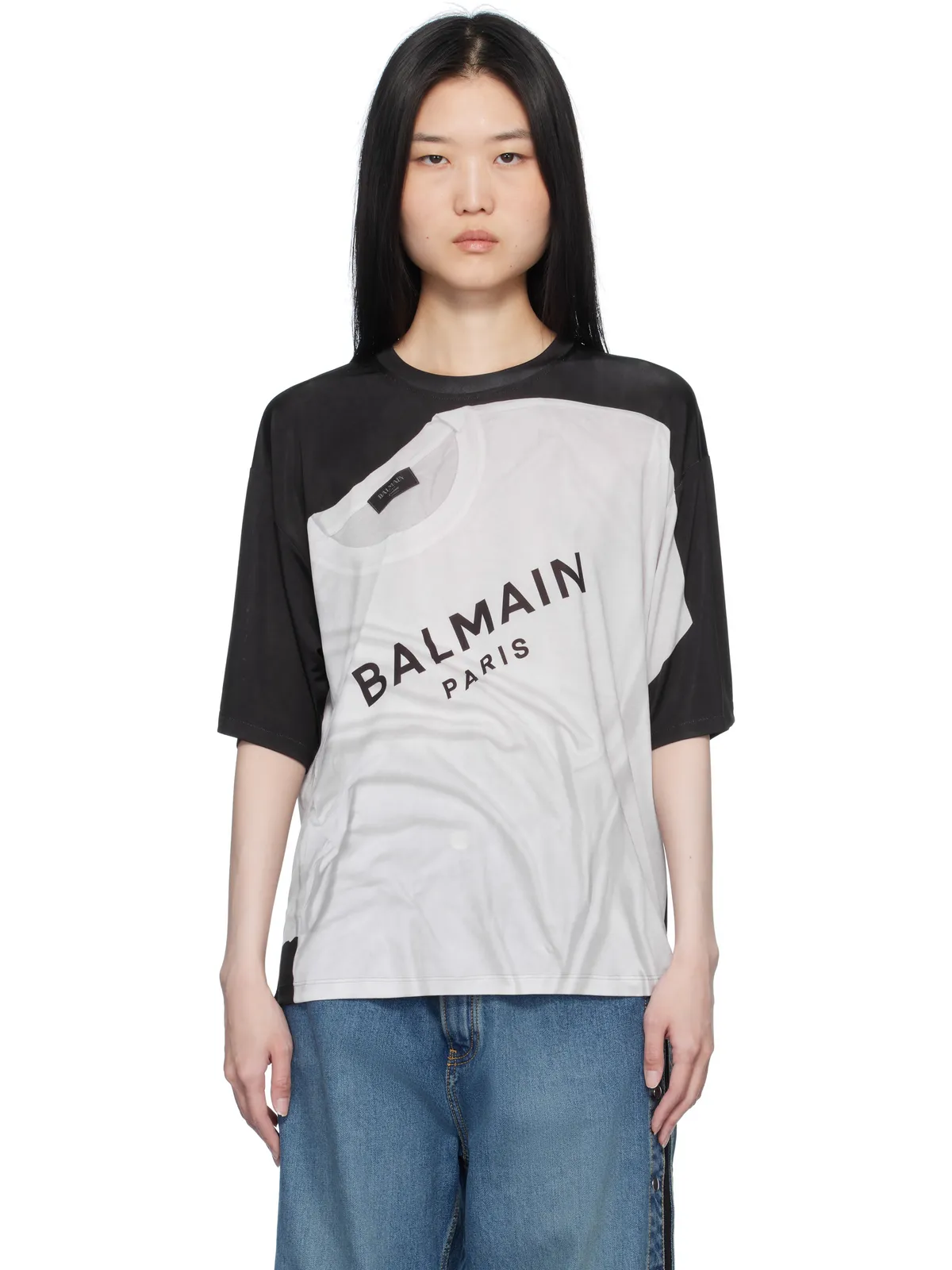 BALMAIN Loose Optical Illusion プリントTシャツ - 画像1