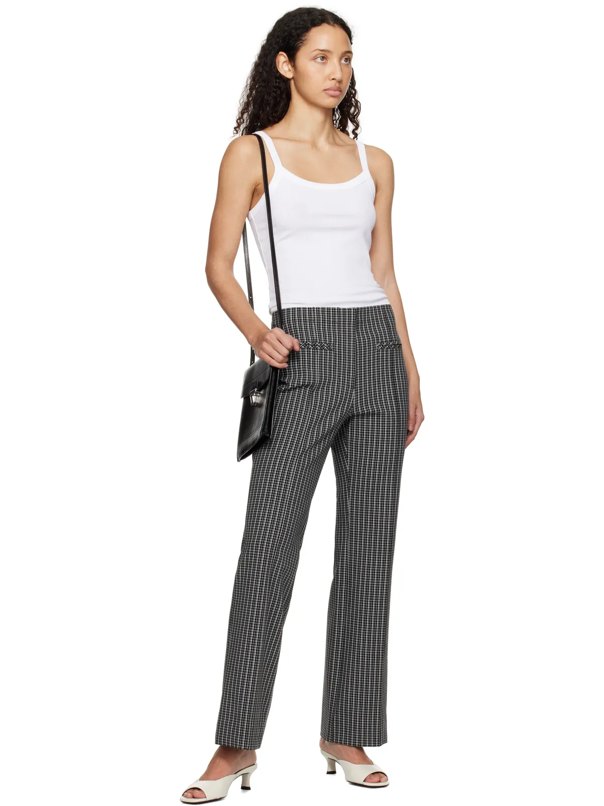 Proenza Schouler Proenza Schouler White Labelコレクション ブラック＆ホワイト Isadora トラウザーズ - 画像4