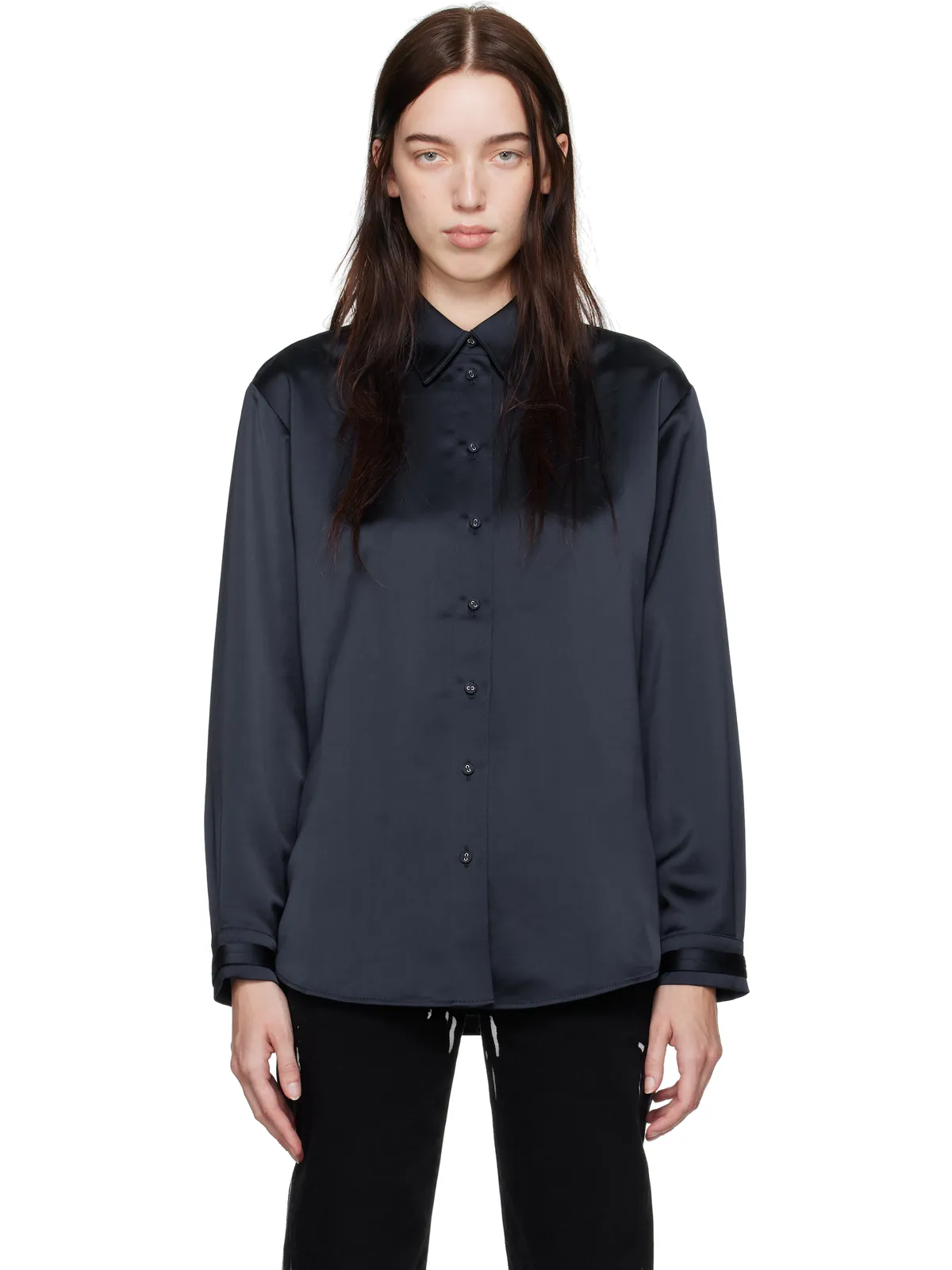 Proenza Schouler Proenza Schouler White Labelコレクション ネイビー Raven シャツ - 画像1