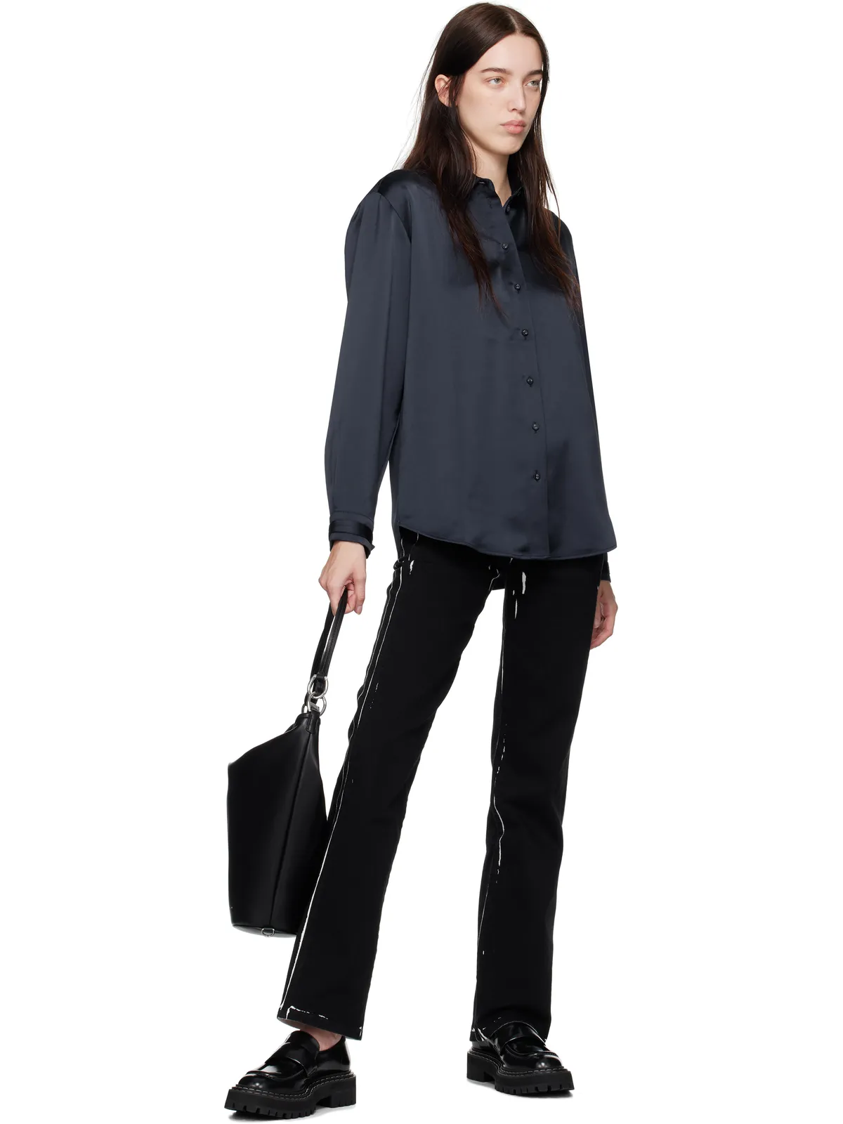 Proenza Schouler Proenza Schouler White Labelコレクション ネイビー Raven シャツ - 画像4