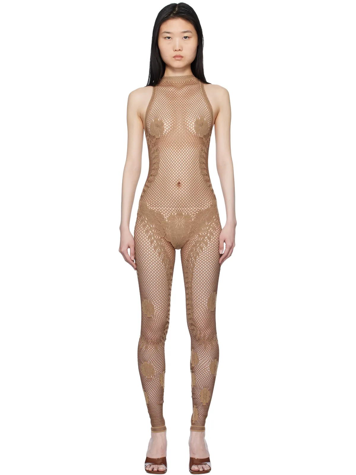 POSTER GIRL Fetch ホルターネック フィッシュネット ジャンプスーツ - 画像1
