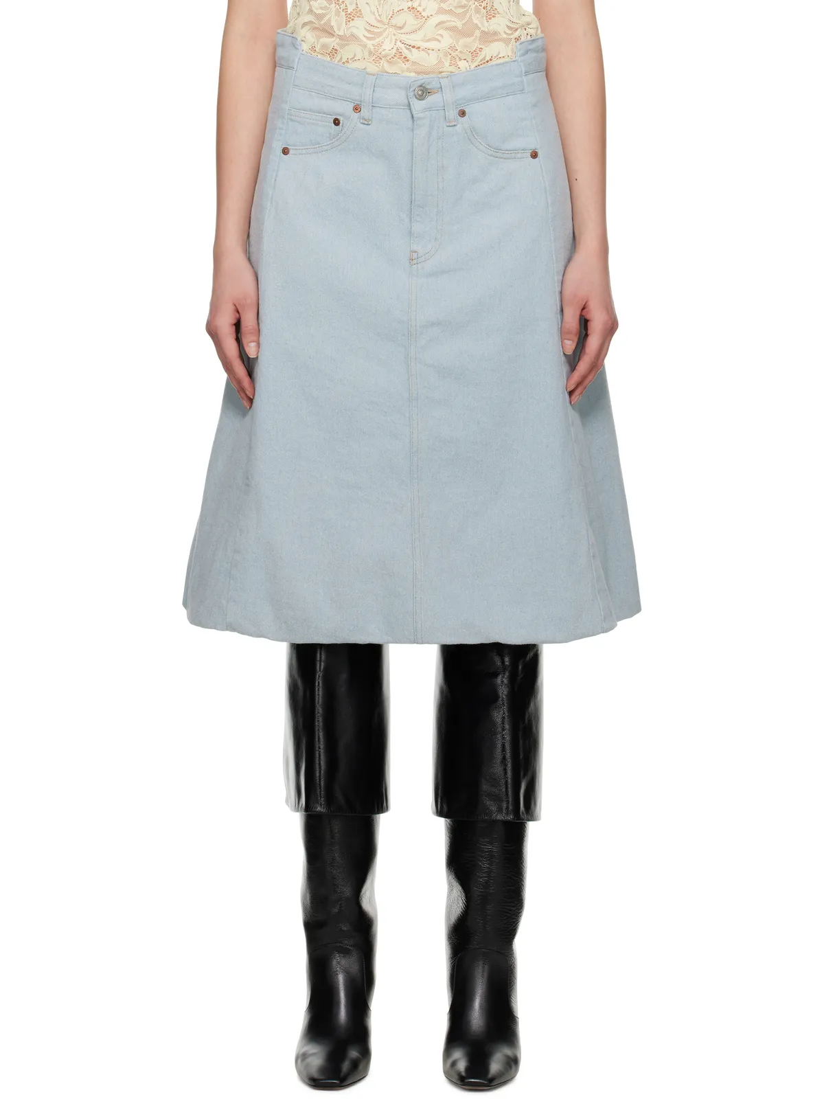 Victoria Beckham Cocoon Detail デニム ミディアムスカート - 画像1