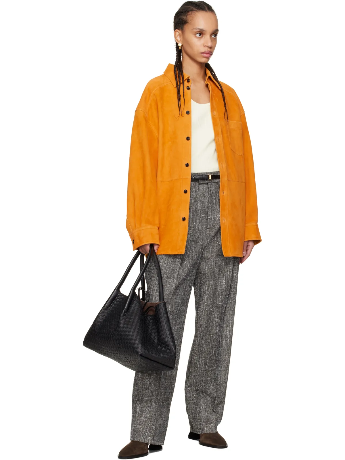 Bottega Veneta メランジ ビスコース＆シルク トラウザーズ - 画像4