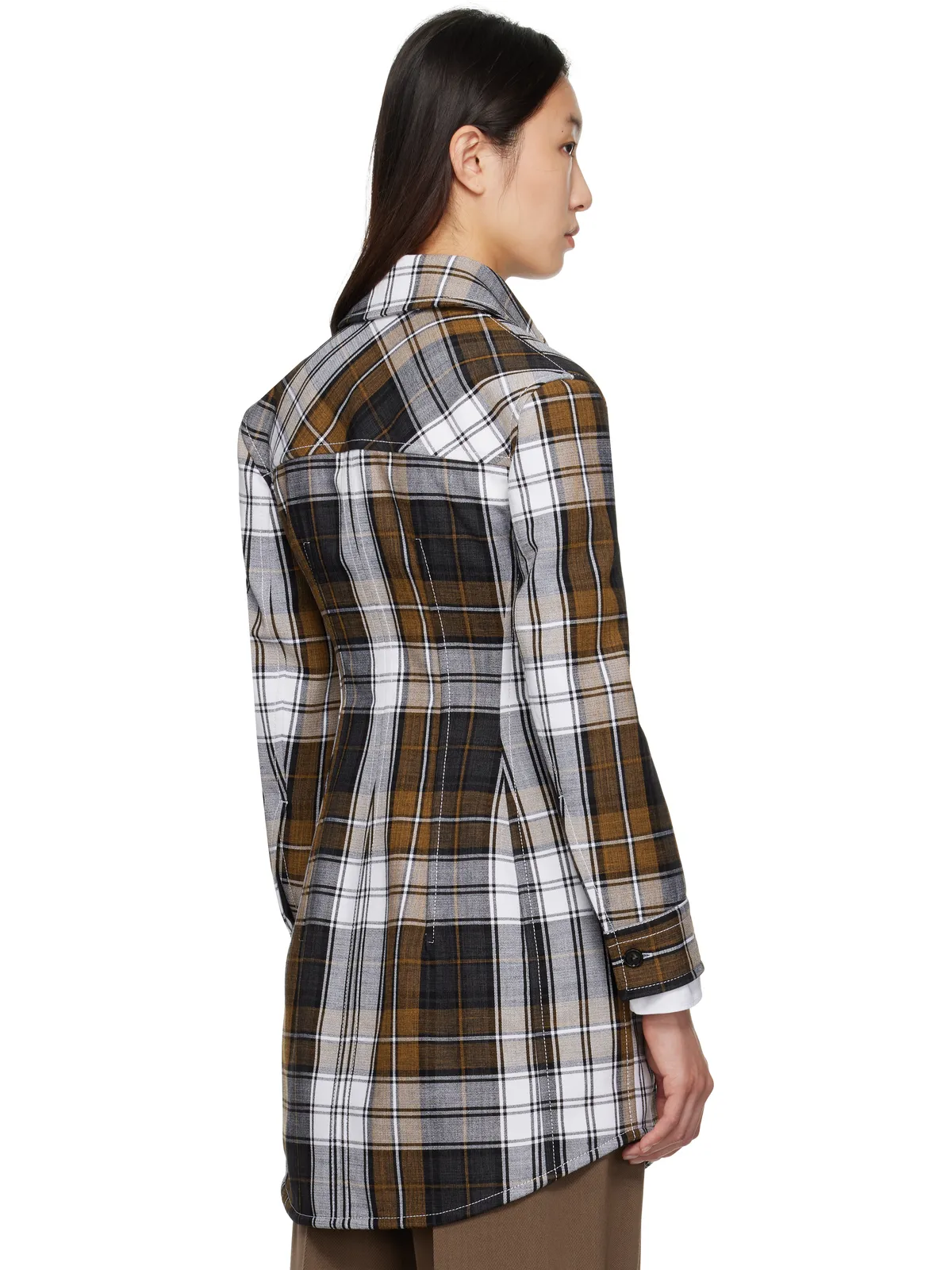 Bottega Veneta ストラクチャード コットン チェック コート - 画像3