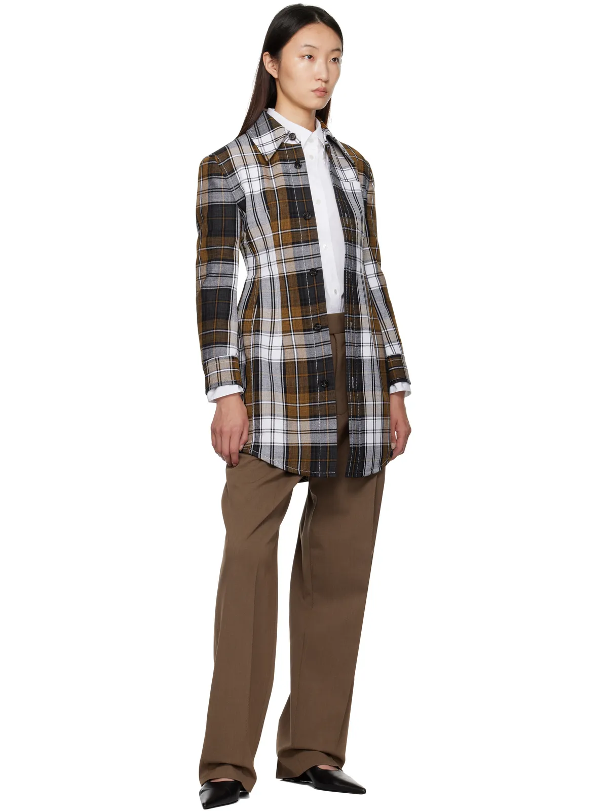 Bottega Veneta ストラクチャード コットン チェック コート - 画像4