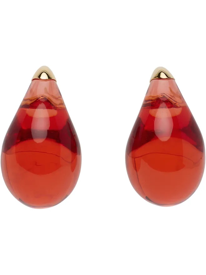 Bottega Veneta Bottega Veneta ゴールド＆レッド スモール Drop ピアスの商品画像