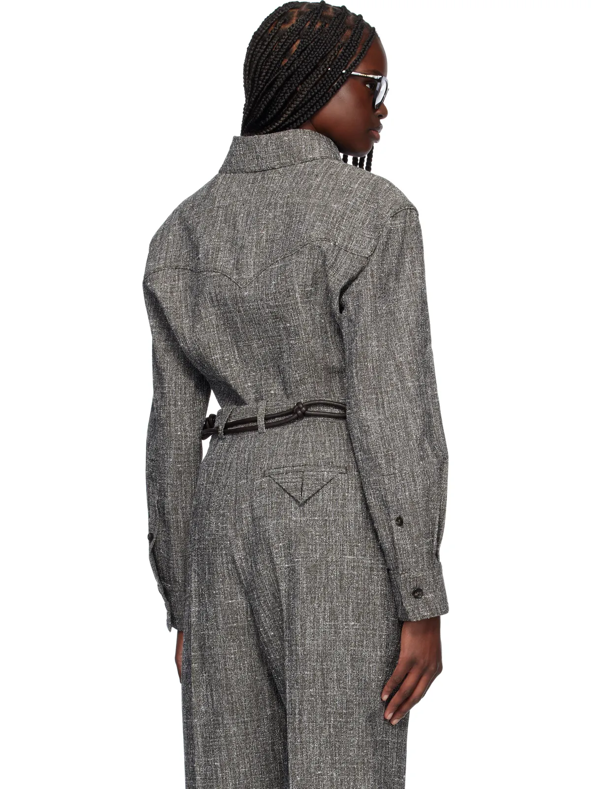 Bottega Veneta メランジ ビスコース＆シルク シャツ - 画像3