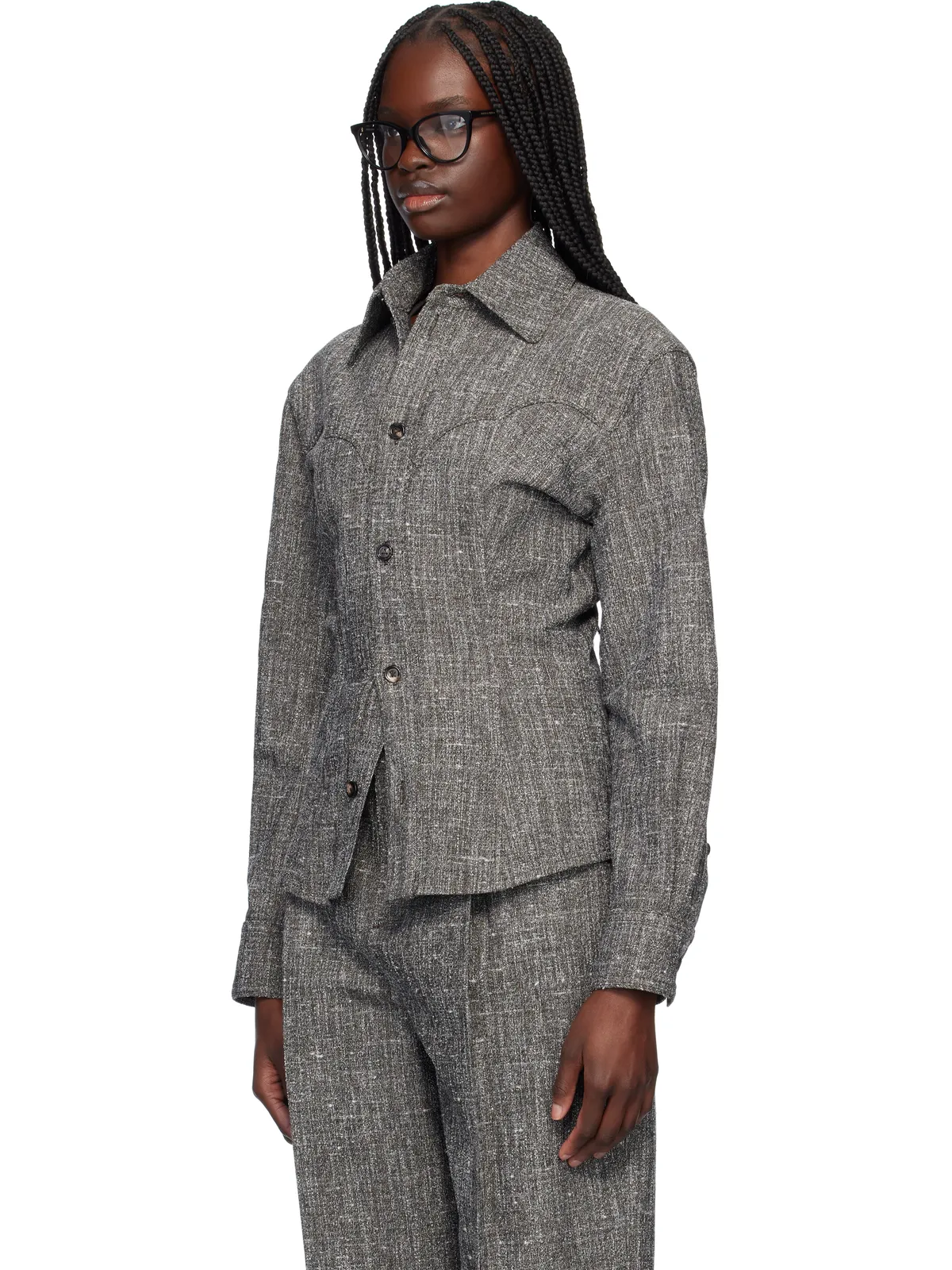 Bottega Veneta メランジ ビスコース＆シルク シャツ - 画像4