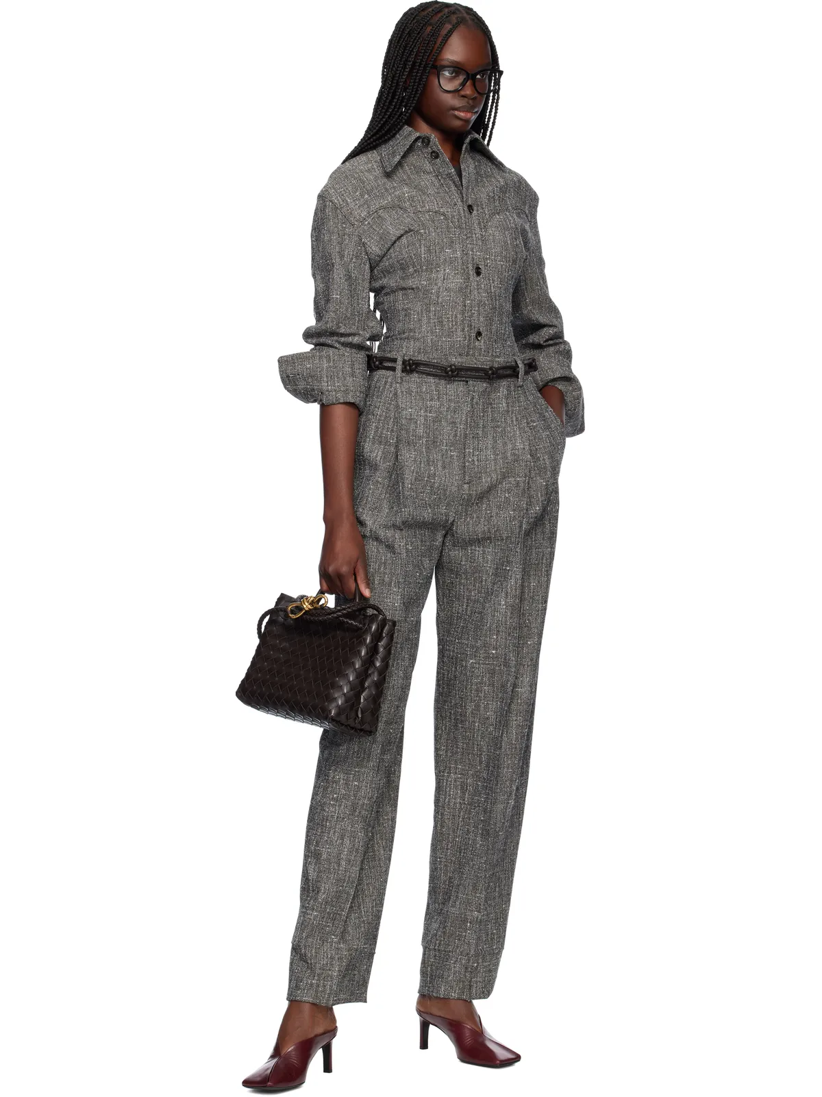 Bottega Veneta メランジ ビスコース＆シルク シャツ - 画像5