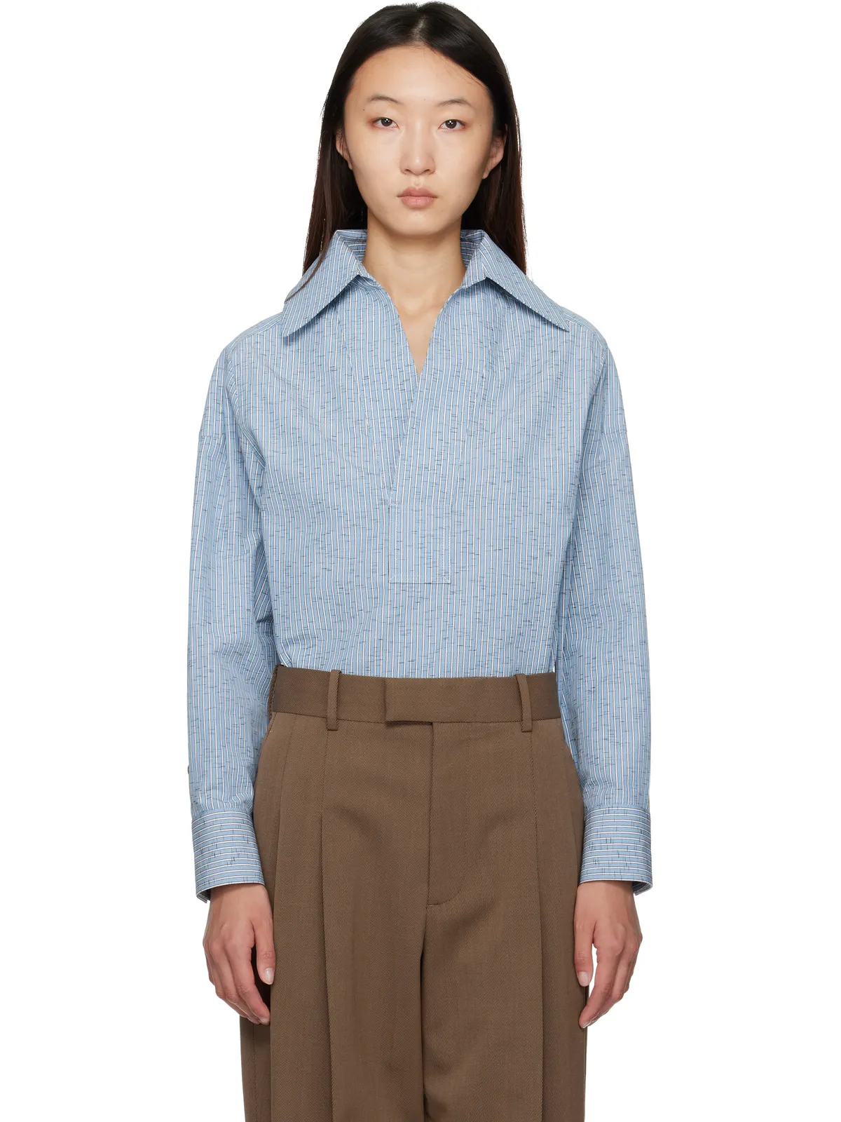 Bottega Veneta コットン＆リネン ストライプ シャツ - 画像1