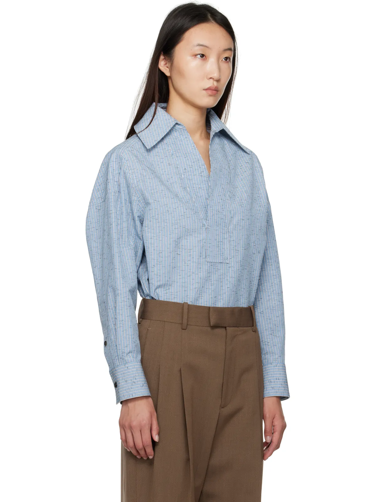 Bottega Veneta コットン＆リネン ストライプ シャツ - 画像2