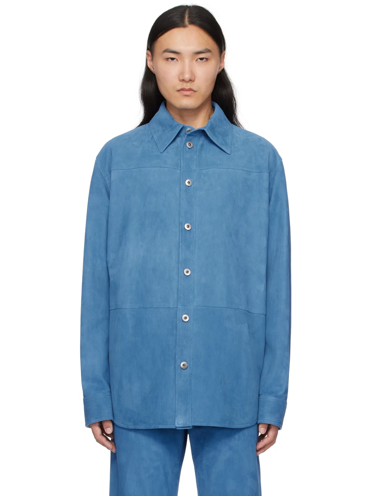 Bottega Veneta エンボス コーデュロイ スエード シャツ - 画像1