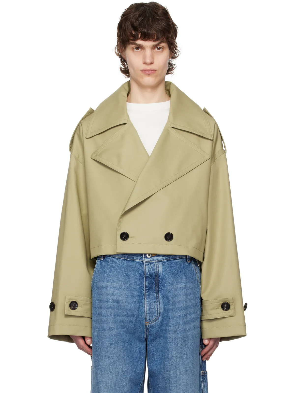 Bottega Veneta Fine Compact コットンツイル トレンチコート - 画像1