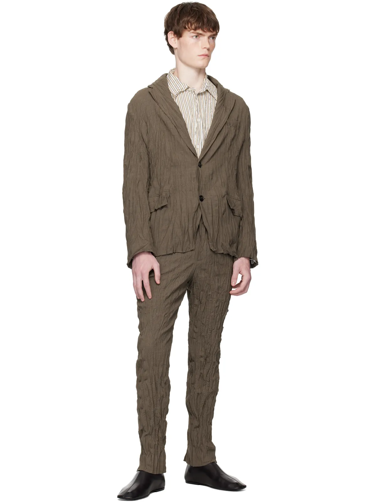 Bottega Veneta Crushed ウール スリム トラウザーズ - 画像4