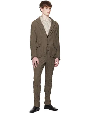 Bottega Veneta Crushed ウール スリム トラウザーズ - サムネイル4