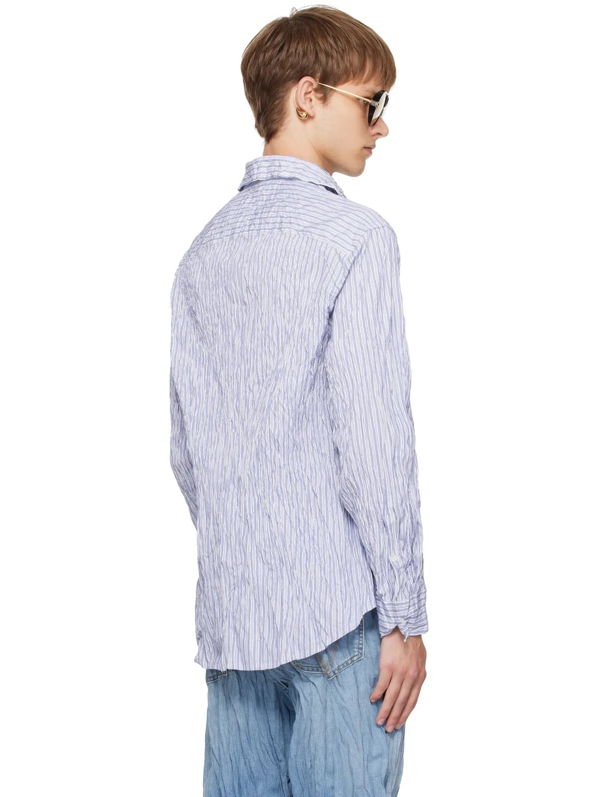 Bottega Veneta Crushed Cotton ストライプ シャツ - 画像3