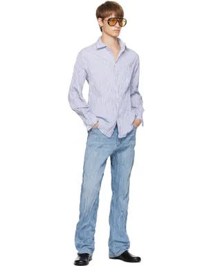 Bottega Veneta Crushed Cotton ストライプ シャツ - サムネイル4