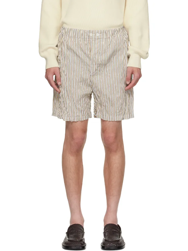 Bottega Veneta Bottega Veneta Crushed Tech コットン ストライプ ショートパンツの商品画像