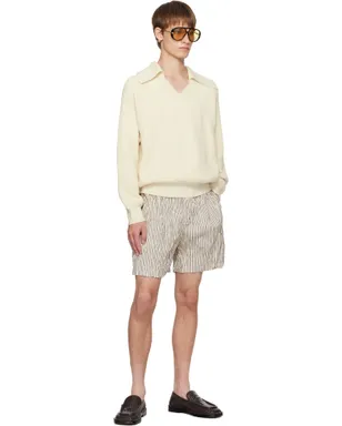 Bottega Veneta Crushed Tech コットン ストライプ ショートパンツ - サムネイル4