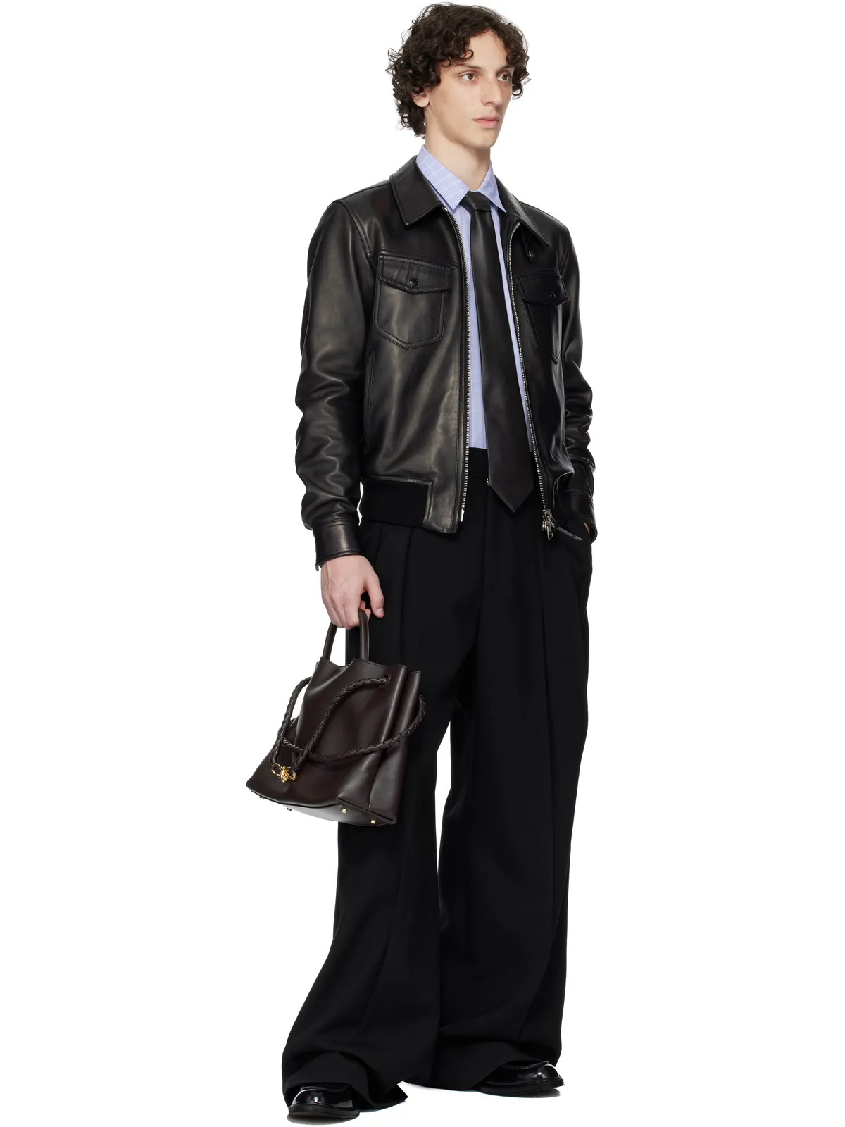 Bottega Veneta スムースラムスキン ネクタイ - 画像3